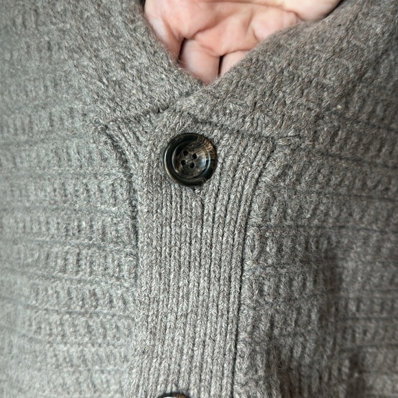 Savile Row Company Lambswool Blend Cardigan Sweater Small Brown Shawl Collar - Picture 12 of 12